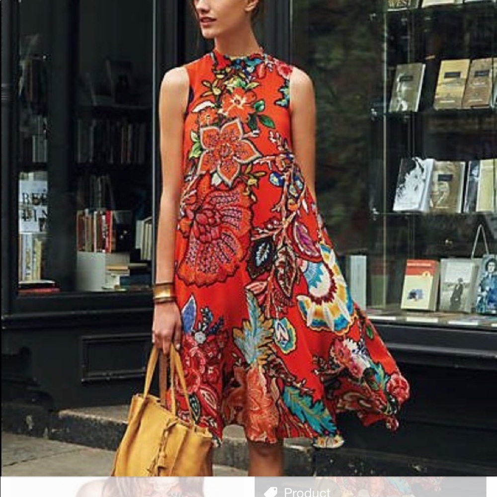 Anthropologie Maeve Orange Silk Dress